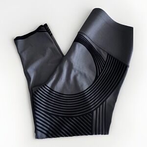 Fanka Leggings Womens Small Body Sculpt Black Gray Geometric Pocket Athleisure